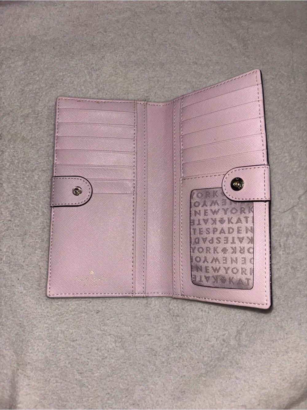 kate spade Pink Tote with Rose Gold Glitter Polka Dots and Matching Wallet